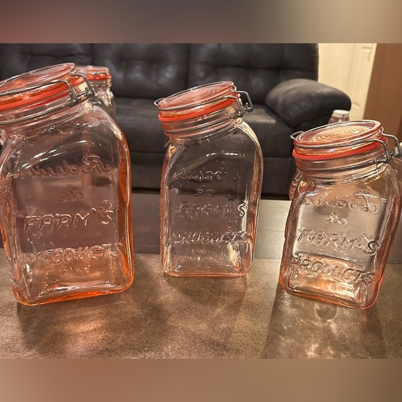 3 Piece Italian Casadis Milano Pink Glass Jars - Vintage Hand Blown Glass - Picture 2 of 10